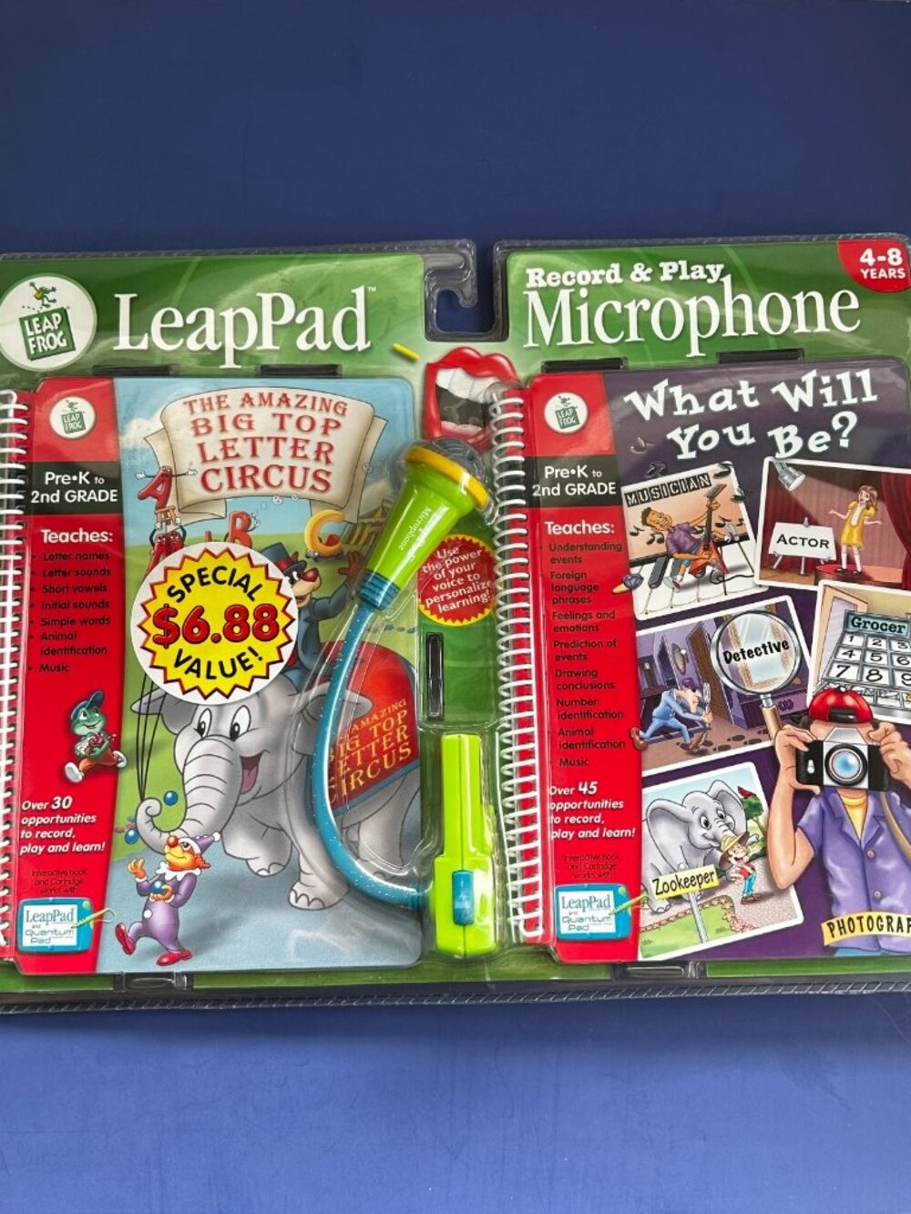 LeapFrog LeapPad Record and Play Microphone Set 2 Books Circus What Will You Be